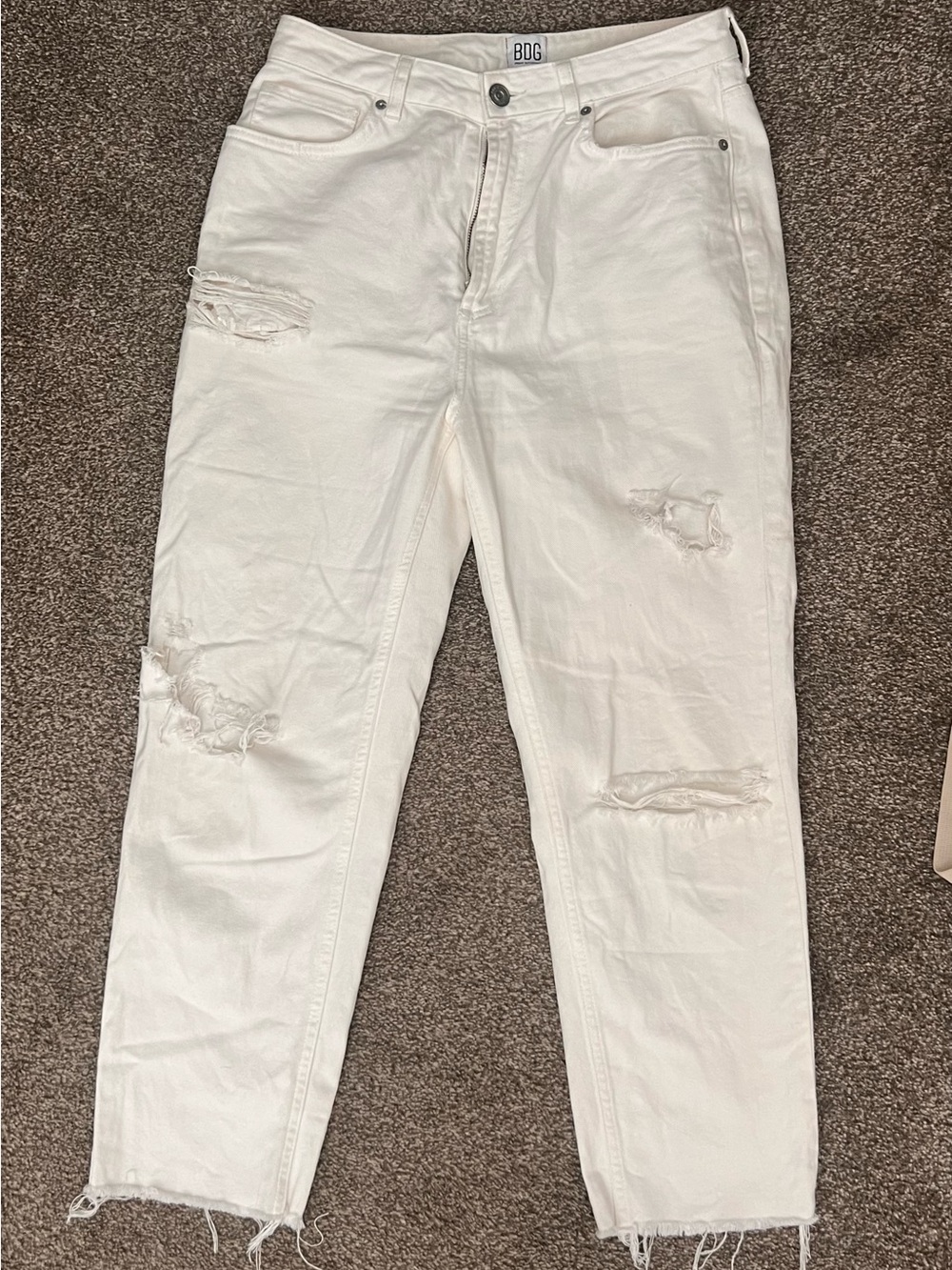 BDG White Distressed Mom Jeans